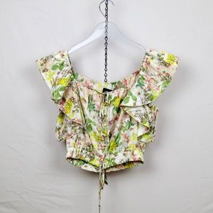 NWT Off the shoulder tropical floral crop top